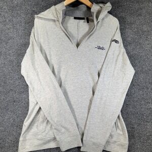 KJUS Inverness Hoodie Pullover Mens 52 L Grey 1/4 Zip Cashmere Blend Herringbone